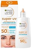 Garnier Ambre Solaire LSF 50+ Super UV Fluid, mit Hyaluronsäure für tägliche Pflege, ultraleicht & mattierend für das Gesicht, unsichtbar, Schutz vor Sonnenbrand & Pigmentflecken, 40ml