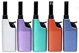 Feuerzeug Komfort Leichtbedienung - 5er Pack - metallic - farbig - seniorengerecht - barrierefrei - für Kerzen, Grill, Outdoor, Werkstatt