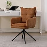 chairus Bürostuhl für Arbeitszimmer Ergonomischer Schreibtischstuhl für Büro Kordsamt 360° Drehstuhl Gepolsterter Schreibtischsessel mit Metallbeine (Braun)