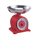 ARDES - AR1PA3M Mechanische Küchenwaage im Retro-Stil, Vintage-Waage Bascula mit abnehmbarer Edelstahlschüssel - Max. Gewicht 5 kg - Rot
