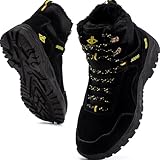 JACKSHIBO Winterschuhe Herren Winterstiefel Damen Warme Gefüttert Stiefel Trekking Wanderschuhe Wasserdicht Rutschfest Schneestiefel Outdoor Winterboots Schwarz 45EU