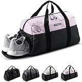 Fitgriff® Sporttasche & Reisetasche V2 für Damen und Herren - mit Schuhfach & Nassfach - Tasche für Sport, Fitness, Reisen - Trainingstasche, Gym Bag, (Black/Pink, Small)