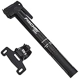 FISCHER 85581 Fahrrad Mini-Pumpe | T-Griff | hohe Pumpleistung | mit Doppelkopf | Schnellverschluss | inkl. Rahmenhalter | schwarz