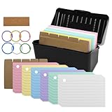 UZSUZZ Karteikarten Box Lernkarteibox Karteikasten für 300 Karteikarten 5 Trennkarten 1 Aufkleber 6 Ringen Karteikarten Box für Unterwegs Lernen Notizen Schulsachen Büro Zuhause