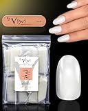 By Vixi 600 MITTEL OVAL-NAGEL mit VORBEREITUNGSFEILE, 10 Größen - Opak Express-Fingernagelverlän gerungen, vollabdeckung. Für Profis & Heimgebrauch