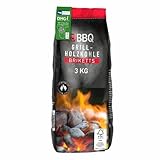 3X BBQ Grill-Holzkohle Briketts für Holzkohlegrill, 3 kg
