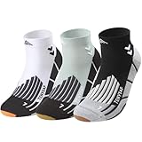 Lounwee Kompressions Laufsocken für Herren Damen: Sportsocken mit Polsterung, 3er-Pack für Arbeit, Wandern und Basketball Knöchelsocken
