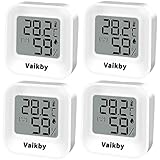 Hygrometer Thermometer Innen Digital Vaikby 4 Stück- Luftfeuchtigkeitsmesser & Raumthermometer, Hohe Präzision, Einfach abzulesen, Energiesparend, für Innenräume wie Wohnzimmer, Schlafzimmer, Büro