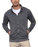 LAOARA Herren Sweatjacke Pullover Hoodie Sweatshirt ohne Kapuze mit Reißverschluss Zipper Fleecejacke Grau L