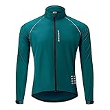 WOSAWE Herren-Fahrradjacke, Winddichte Radjacke Ultraleichte Sportbekleidung mit Reflektierendem Träger und Atmungsaktivem Mesh (Navy L)