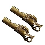 Zerodeko Drachenkopf Pfeife aus Messing 2 Stück Outdoor Notfallpfeife mit Schlüsselanhänger Langlebige Survival Pfeife für Camping Sport und Selbstschutz