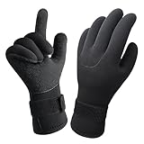 Cleminsta Tauchhandschuhe 3mm, Neoprenhandschuhe zum Angeln Tauchen, L Schwarz Thermische Handschuhe mit Elastischem Verstellbarem Handgelenk für Schwimmen Surfen Schnorcheln Fischen