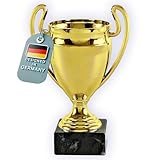 Larius Pokal Ehrenpreis - Universal Auszeichnung Trophäe mit/ohne Wunschtext (ohne Wunschtext, S) (ohne Wunschtext, Gold, S)