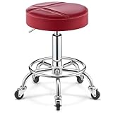 ZIHDKE Drehbare Friseurstühle, Räder, tragbar, rollender Friseurhocker, rotierende Coiffeur-Salonmöbel FüR BüRo Massage(Red)