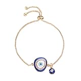 AUOU 1 x gewebtes Armband mit bösen Blicken, stapelbar, Wickelarmband, Stein