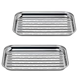GOURMEO BBQ Grillschalen 2er Set - Edelstahl Grillkorb Grillschale für den Aussenbereich - Zubehör Schale für Gemüse Fisch oder Fleisch - Für Gasgrill und Alle Anderen Grills