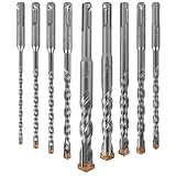 TOSAVGA SDS Plus Bohrer Set, 9 Stück Profi Betonbohrer Set Hammerbohrer Set mit 4 Schneiden, 5/6/6/8/8/10/12/14/16 x 160mm Steinbohrer Set, Bohrer Set für Beton Stein Holz Ziegel Keramikfliesen