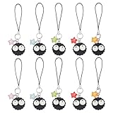 Craspire 10 Stück Niedliche Kohlekugel Undurchsichtige Handy-Anhänger, 5 Farben, Acryl, Stern-Cartoon, Schlüsselanhänger, Auto-Hängende Geldbörsen-Anhänger, Geschenk, Damen-Accessoires