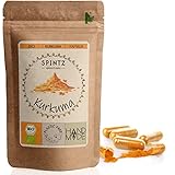 SPINTZ 120 Stk. Bio Kurkuma Kapseln - 620mg Kurkumapulver pro Kapsel - Pulver aus gemahlenem Curcurma, Gelbwurzel - hochdosiert - vegan und 100% natürlich | plastikfrei verpackt