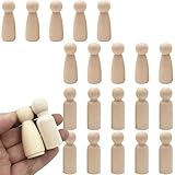 CBRVTY 20 Stück 53mm Holzfiguren zum Bemalen, Unvollendete DIY Holz Spielfiguren Natur Holzfiguren Puppen Leere Holzkegel für Weihnachten Hochzeit Geburtstag Dekoration