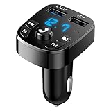 FM Transmitter Auto Bluetooth 5.0, 5V 3.1A Schnelles Autoladegerät Zigarettenanzünder, 2 USB Ports KFZ Bluetooth Adapter mit Freisprechen, Unterstützt USB-Stick