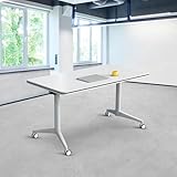 AVLLSO Klappbarer Schreibtisch Klapptisch mit Rollen - Weißer Großer Rechteckiger Besprechungstisch für 2-10 Personen