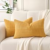 Yosodeko 2er Set Kordsamt Kissenbezug 50x70 Kurkuma Gelb, Flauschig Boho Kissenhülle Kissenbezüge Sofakissen Couchkissen Dekokissen Zierkissenbezug Weich Deko für Couch Bett Sofa Wohnzimmer