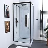 MARWELL Komplettdusche Fertigdusche White Square 90 x 90 x 215 cm – Komplett Set inkl. Duschwanne und Armatur - Eckdusche mit Fronteinstieg - Duschkabine mit hochwertigen Aluminiumprofilen