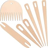 7-teiliges Holz-Handwebstäbchen-Set – inklusive 5 Holzwebnadeln, Shuttles, Stab und Kamm für gestrickte Bastelarbeiten