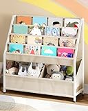 CHOEZON Bücherregal Kinder, Kinderregal mit 4 Stofftaschen, Spielzeug Aufbewahrung Regal für 3-8 Jahre, Kinderspielzeug Regal für Schlafzimmer, Kinderzimmer, Spielzimmer, Arbeitszimmer, Beige DTCW09WM