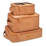 Parker Baby Co. Leichtes Packwürfel-Set, 3er-Pack, faltbar, langlebig, Netzstoff und transparente Oberseite, Reise-Organizer für Wickeltaschen, Gepäck – Camel/Desert Star