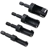 BaoFufc Multifunktionales Holzdübelschneider-Bohrer-Set, 6 mm/10 mm/13 mm/16 mm, Holzdübellochschneider und Dübelbohrer, Holzbearbeitungsschneider, 4 Stück
