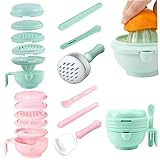 2 Sets Babynahrungszubereiter mit Griff, große Kapazität, Babypüreebereiter mit Stampfer, rutschfester, hitzebeständiger Fleischwolf für frischgebackene Eltern...