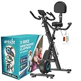 Heimtrainer Fahrrad mit Rückenlehne klappbar [16 Widerstandsstufen] Ergometer Heimtrainer Magnetbremse & LCD-Display | Crosstrainer für Zuhause | Hometrainer Fahrrad Fitnessbikes - Ambifit X-Bike