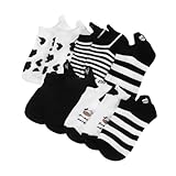 SOIMISS 5 Paare Damen Knöchelsocken mit Kuhmuster Atmungsaktive Elastische Baumwollsocken für Sommer Bequeme Kurze Socken für Mädchen Freizeit Sneaker Socken in