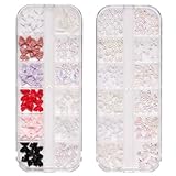2 Boxen 3D Aurora Bow Nail Art Charms Niedliche Nagelkunst Schleifen Nagelperlen Niedliche bunte Harzschleife Nagelschmuck Zubehör für Nagelkunst Design Handwerk DIY
