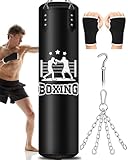 Boxsäcke für Erwachsene Hängender ungefüllt, 120cm schwere Boxsäcke Kickboxsack für Erwachsene, Boxsackaufhänger, für MMA Muay Thai Karate Taekwondo Training