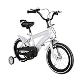 AOOUNGM 14 Zoll Kinderfahrrad mit Stützrädern, Höhenverstellbar Fahrrad für Jungen und Mädchen, Outdoor Reiten Kinder Fahrrad für 2~4Jahre, Kinderfahrrad mit Handbremse, Weiß