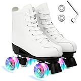 ERNAN Damen Klassische Retro Rollschuhe,Disco Roller,Classic Roller | Rollschuhe für Kinder und Erwachsene, komfortabl LED Rollerskates für Jugendliche und Anfänger.Mädchen. (White, 38)