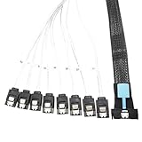 Juqoyue 0,5 M PCI-E Slimline SAS SFF-8654 8I auf 8X SATA Server-Festplatten-Konvertierungskabel SFF-8654 74P auf 8xSATA 7P Kabel