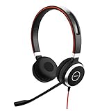 Jabra Evolve 40 MS Stereo Headset - Microsoft zertifizierte Kopfhörer für VoIP Softphone mit passivem Noise-Cancelling - USB-Kabel mit Anrufsteuerung - Schwarz, USB-A