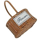 PENIKOKO 1 Stück Rattan Blumenkorb Dekorative Aufbewahrungsboxen Pflanzenkorb Weide Kleiner Geflochtener Korb Süßer Korb Geflochtene Aufbewahrungskörbe Geflochtene Strohkörbe Weiße