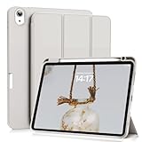 ZOYU Hülle für iPad Air 6 11 Zoll 2024 M2/ iPad Air 5 4 (2022/2020 10,9 Zoll) mit Stifthalter, Weich TPU Schutzhülle Auto Schlafen/Wachen, Unterstützt Pencil Pro/USB-C, Grau
