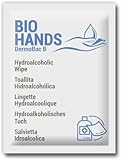 GPQ Biohands hydroalkoholische Reinigungstücher, 70 % parfümierter Alkohol, 500 Stück Einzeldosen x 2 ml, Taschentücher, Tasche, Reisen, Hotel, Apartment, B & B, hergestellt in Spanien.