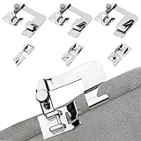 6 Stück Multifunktions Nähfuß, Saumfuß Saumfuss, Edelstahl Nähfuß, Rollsaumfuß, Edelstahl Rollsaum Nähfuß, Saum Nähfuß Set, Silber, für Brother Singer, Elina, Janome(3/4/6 mm, 4/8,6/8,8/8 Zoll)