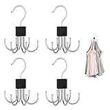 4 Stück Gürtel Aufbewahrung, 360 Grad Drehbarer Metall Gürtelhalter Platzsparend Gürtelhalter, Multifunktional Gürtel Organizer, Kleiderschrank Kleiderbügel Hook für Schals, Krawatten (Schwarz)