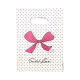 LizhiPier 100 Stück Kunststoff-Merchandise-Beutel, 15 x 20 cm, kleine Dankeschön-Einkaufstaschen, Geschenktüten mit gestanzten Griffen, Geschenktüten für kleine Unternehmen (Sweet Love)
