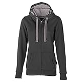 HRM Damen Hooded Jacket, dunkelgrau, Gr. M I Premium Kapuzenjacke Damen mit Kontrast-Innenfutter I Basic Hoodie mit Reißverschluss I Zip Hoodie I Hochwertige & nachhaltige Damen-Oberteile