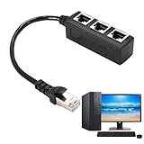 1 x RJ45-Splitter für Ethernet-Kabel, RJ45-Splitter, Ethernet-Kabel, RJ45, 1 Stecker auf 3 Buchsen, RJ45, 1 Stecker auf 3 Buchsen, Netzwerkadapter Cat5, Cat5e, Cat6, Cat7.