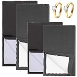 WUSJCOF 4 Stück Silberputztuch für Schmuck, Poliertuch, Schmuck Reinigung, Erneuerten Glanz, Reinigungstuch, Pflege Schmuck zur Reinigung von Gelbgold Platin Silberputztuch